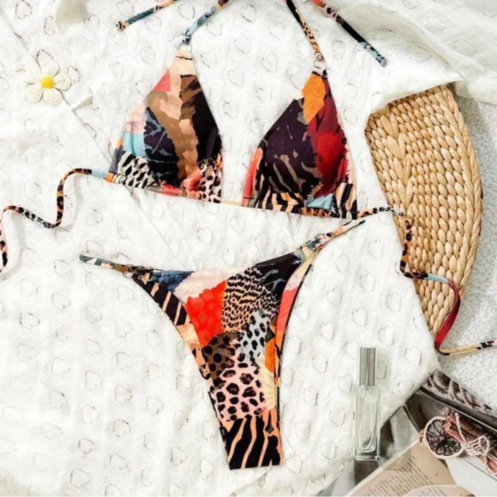 Micas vibrant animal triangle bikini swimwear for beach size XS 7-29